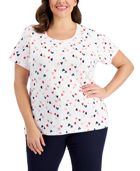 Karen Scott Plus Size Heart Marks Top